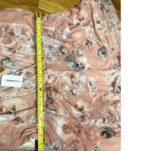 LeChateau PLUS SIZE 22 Floral Peach Pink Corral Blush Asymmetrical Chiffon dress - Picture 6 of 7